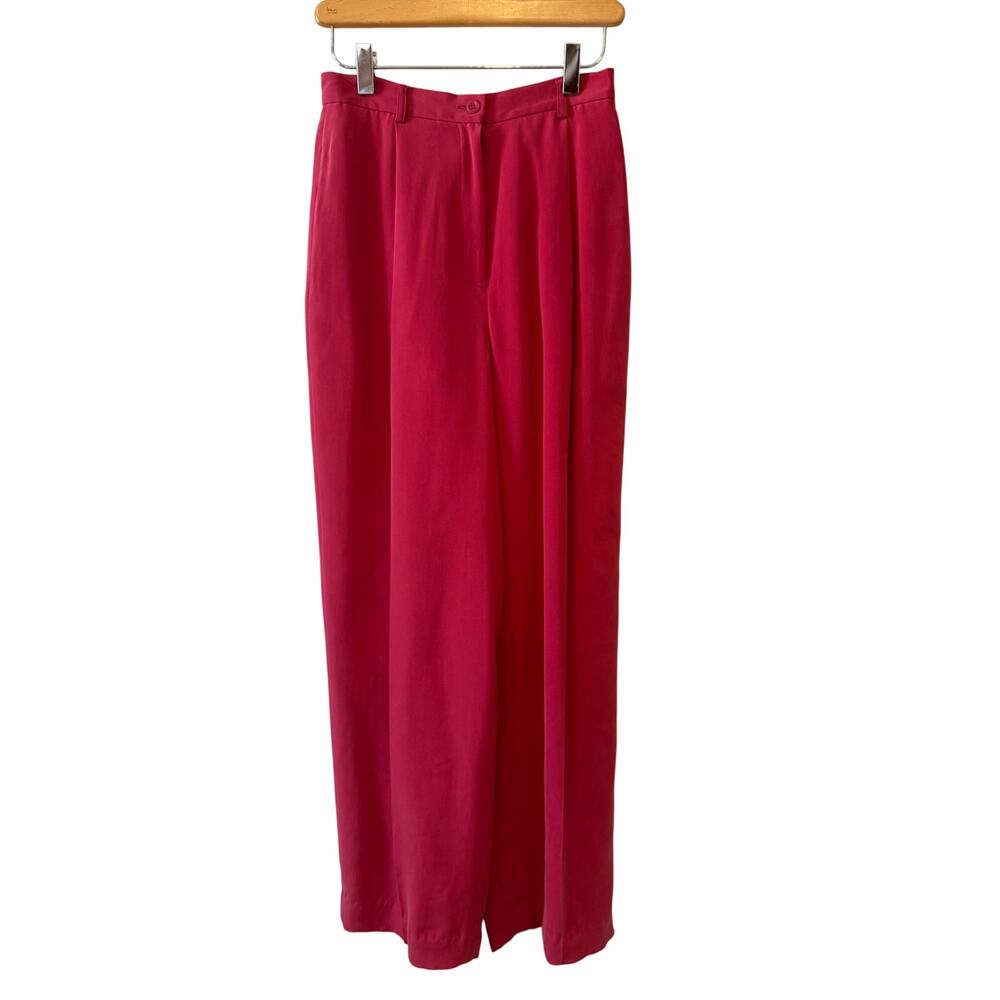Vintage Y2K Charter Club High Waisted Silk Pants Raspberry 4